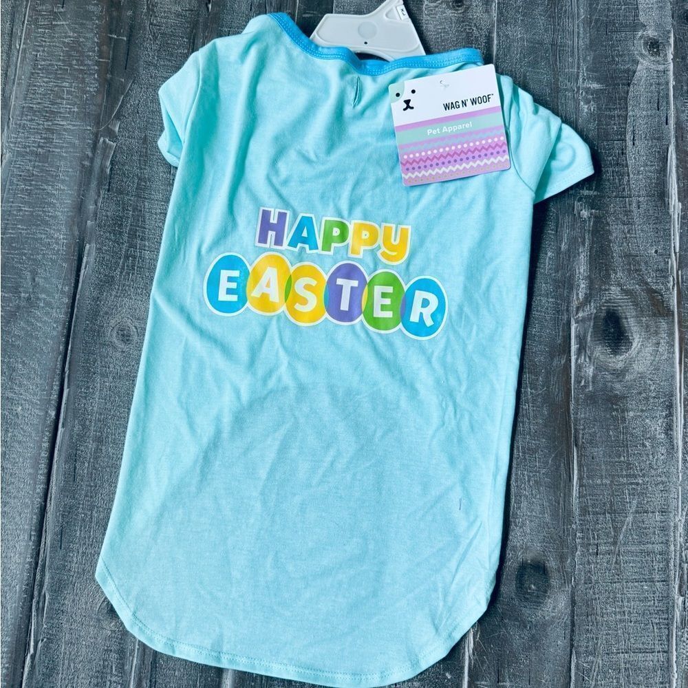 Happy Easter Eggs Spring Aqua Blue Dog Pet Shirt XL
